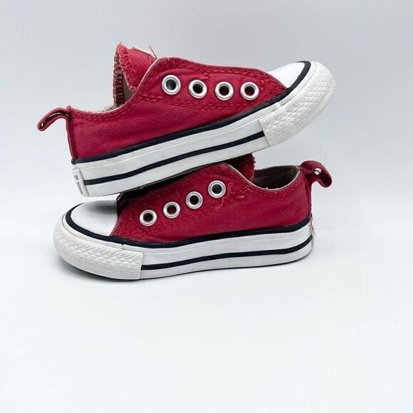 Converse All Star Fire Engine Red Canvas Side Aplix Sneaker - Toddler US 4 - Picture 5 of 8